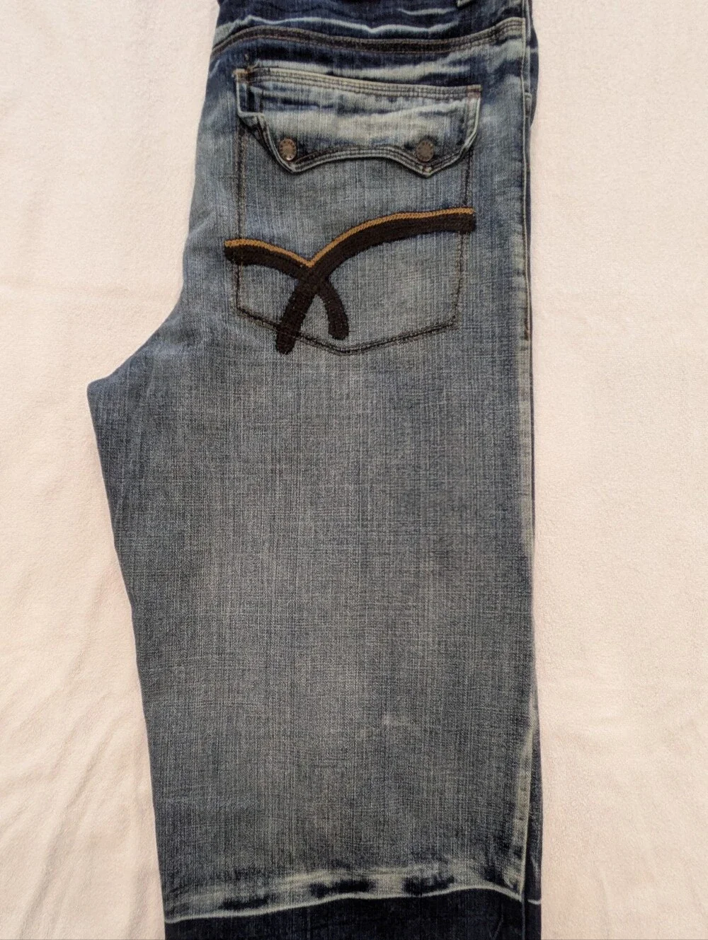 DTEK JEANS Men's Baggy Denim Jorts Size 38 Dark Blue Wash Distressed Gothi